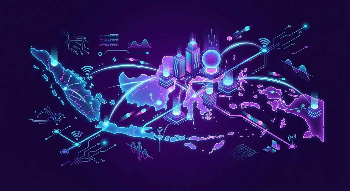 Ilustrasi infrastruktur digital dan wawasan ekosistem internet di wilayah Republik Indonesia